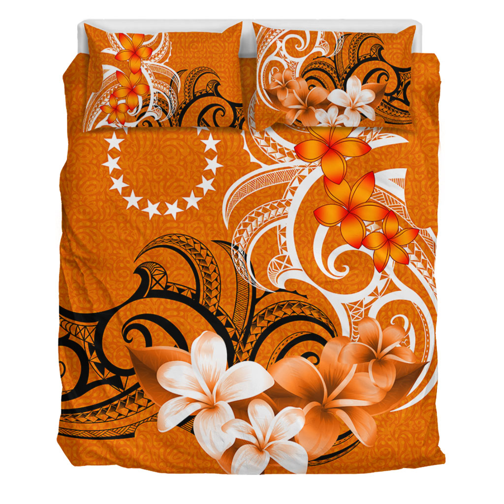 Cook Islands Bedding Set Polynesian Floral Spirit Orange