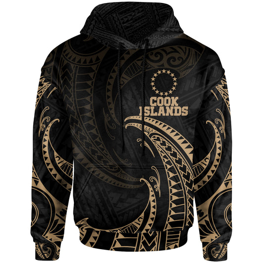 Cook Islands Polynesian Hoodie - Gold Tribal Wave