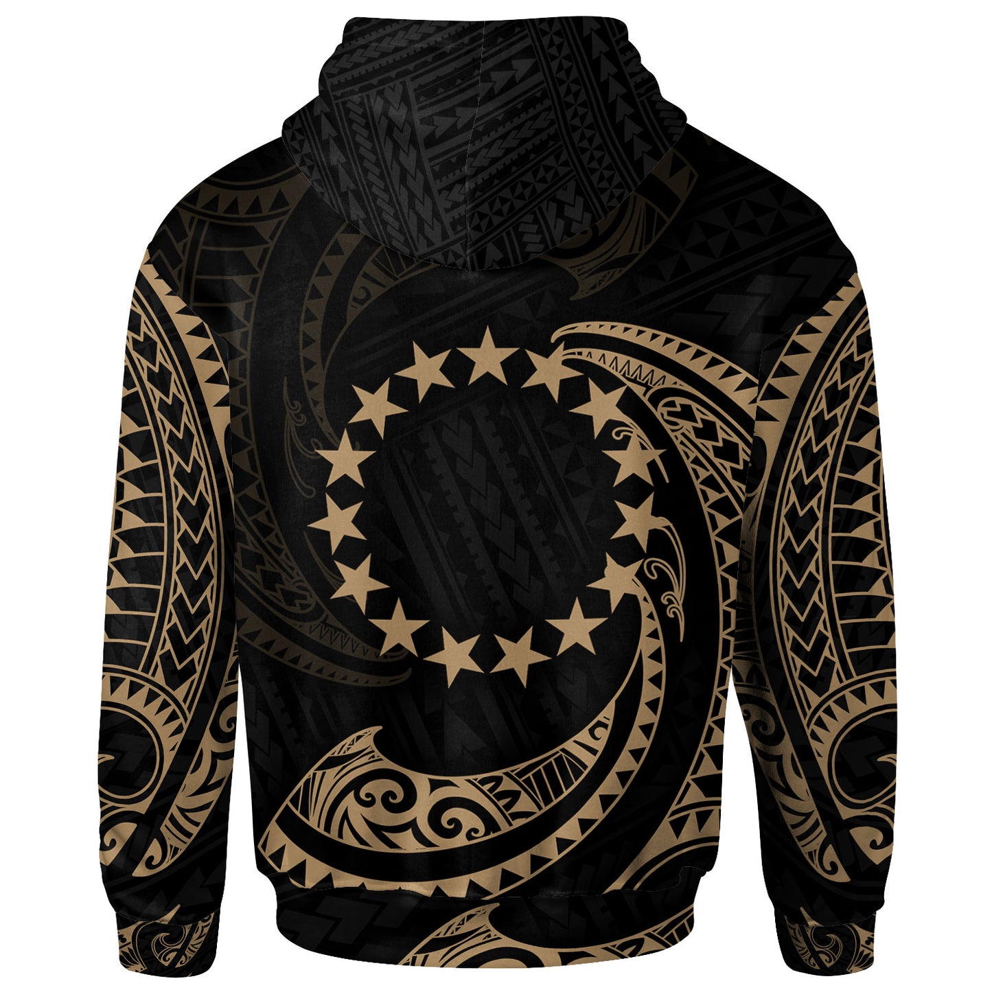 Cook Islands Polynesian Hoodie - Gold Tribal Wave