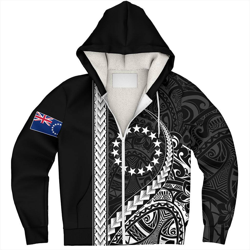 Cook Islands Sherpa Hoodie Tribal Polynesian Coat Of Arms