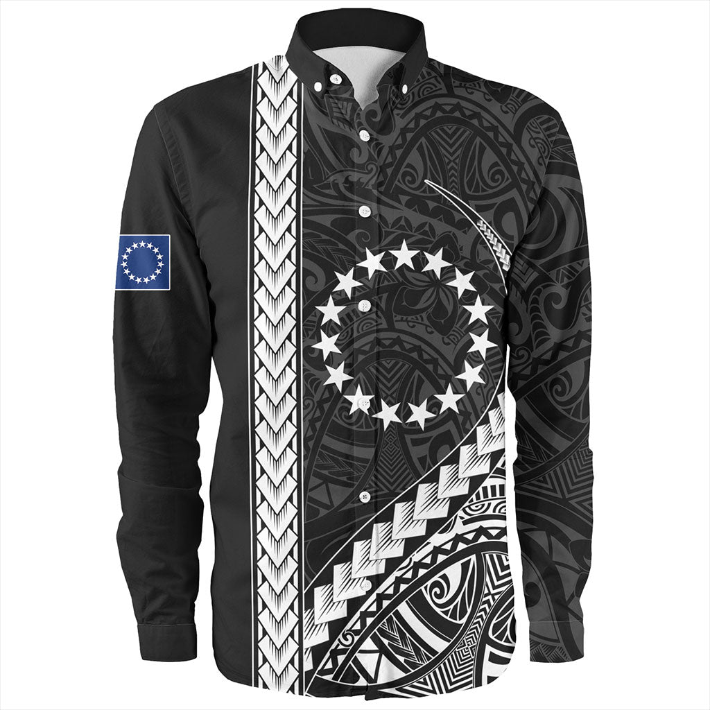 Cook Islands Long Sleeve Shirt Tribal Polynesian Coat Of Arms