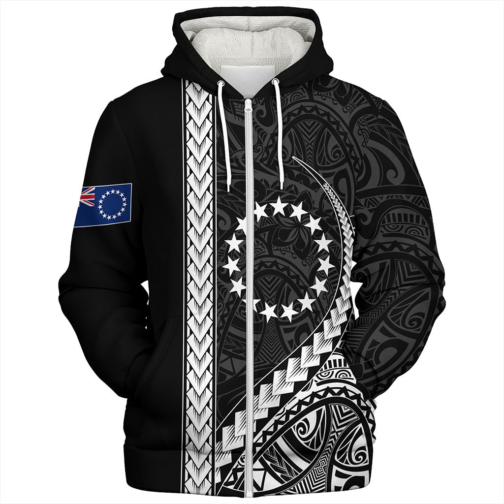 Cook Islands Sherpa Hoodie Tribal Polynesian Coat Of Arms