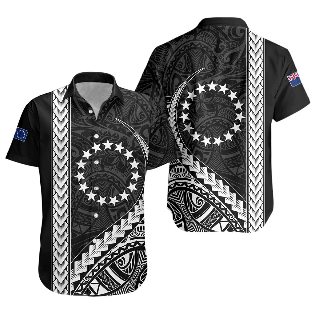 Cook Islands Short Sleeve Shirt Tribal Polynesian Coat Of Arms