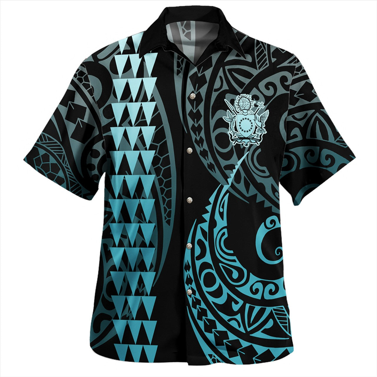 Cook Islands Combo Puletasi And Shirt Kakau Style Turquoise