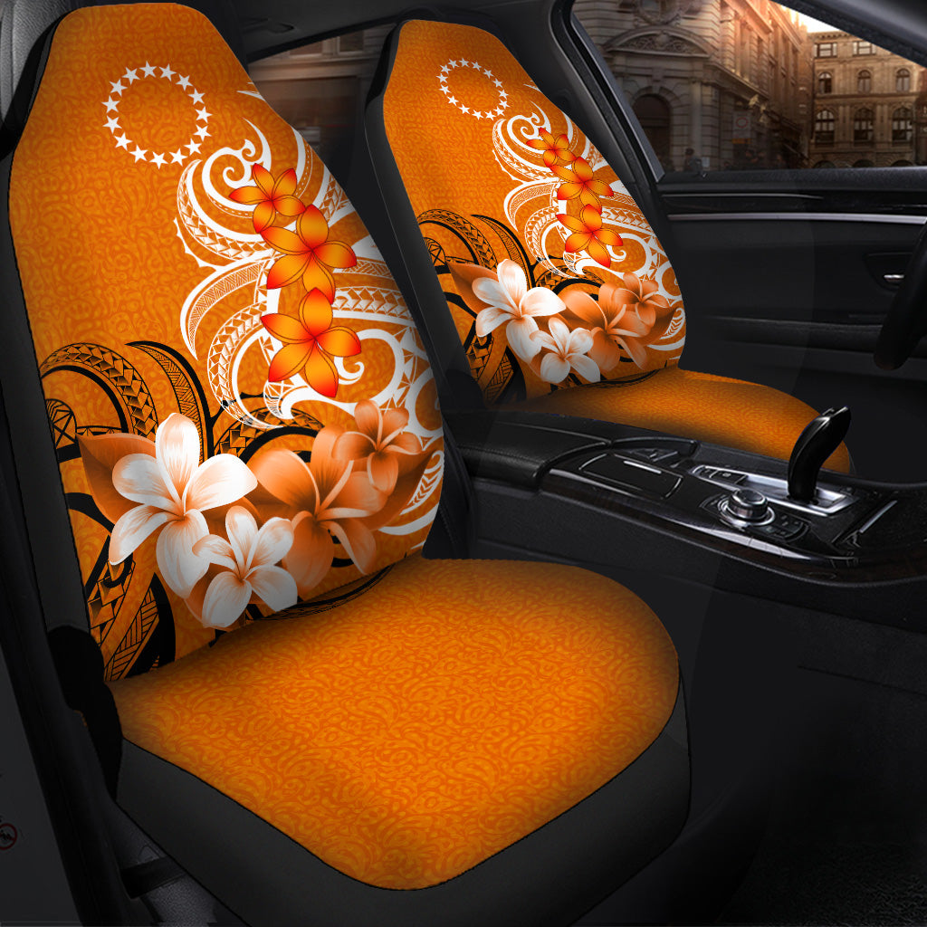 Cook Islands Car Seat Covers Polynesian Floral Spirit Orange