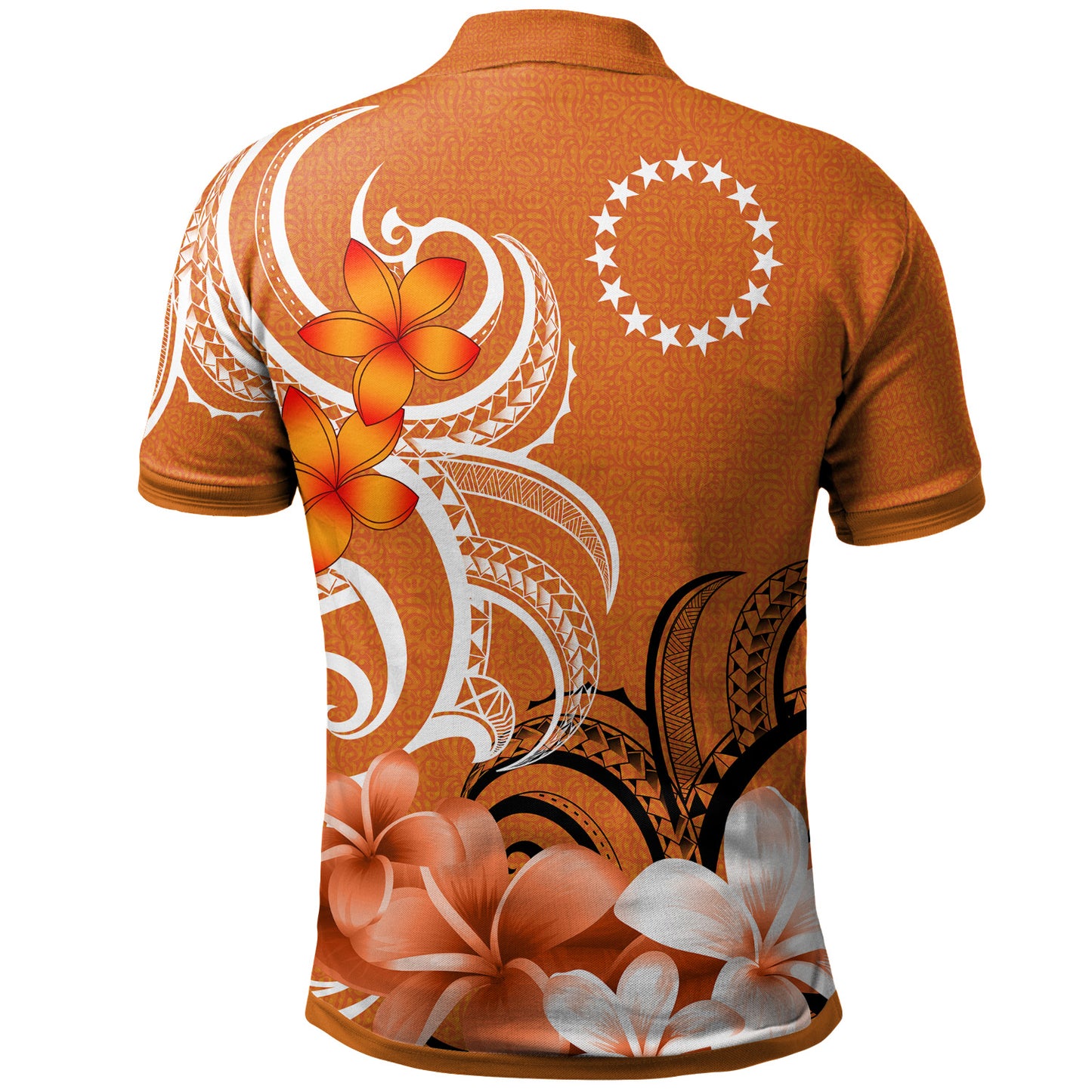 Cook Islands Polo Shirt Custom Personalised Floral Spirit Orange