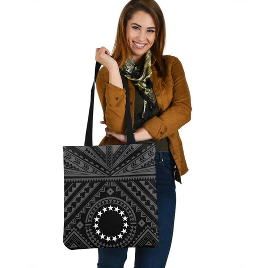 Cook Islands Custom Personalised Tote Bag Polynesian Tattoo Style