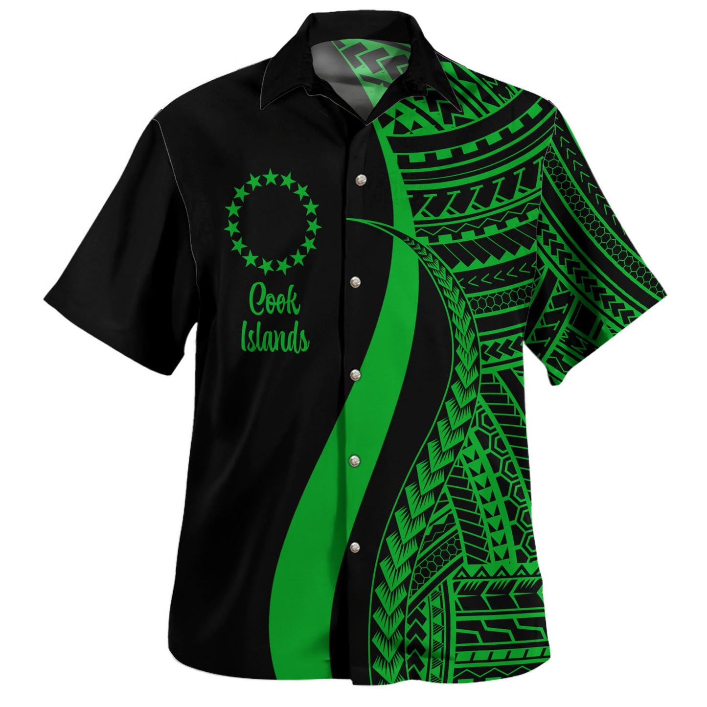Cook Islands Combo Dress And Shirt - Polynesian Tentacle Tribal Pattern Green