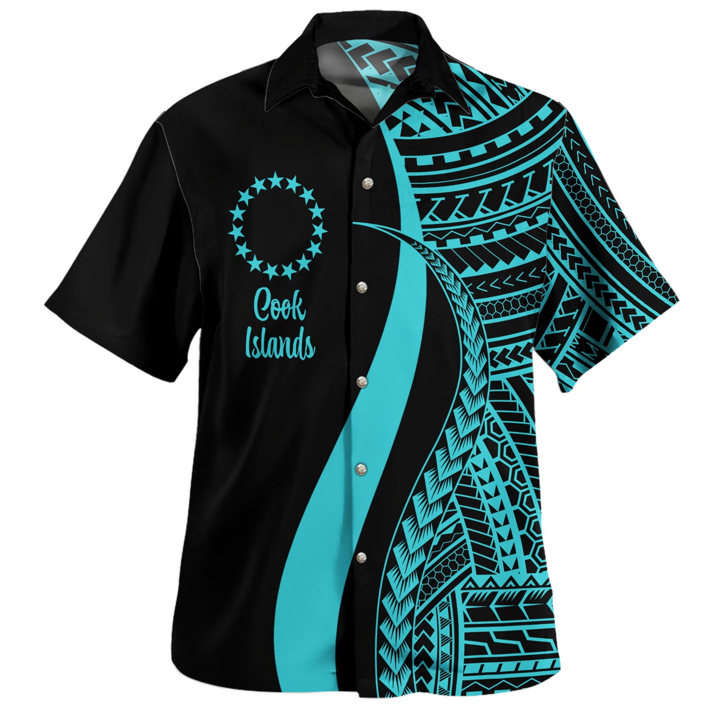 Cook Islands Combo Dress And Shirt - Polynesian Tentacle Tribal Pattern Turquoise