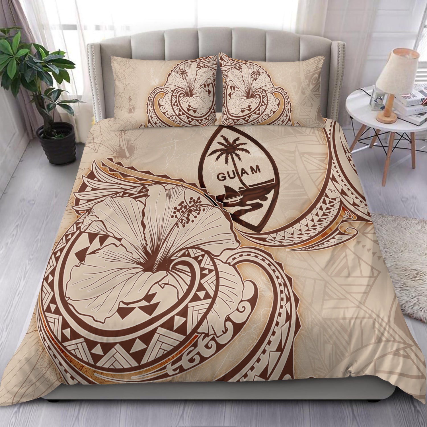 Guam Bedding Set - Hibiscus Flower Vintage Style Ver1