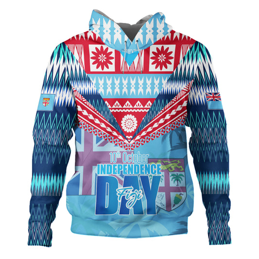 Fiji Hoodie Happy Fiji independence Day Ethnic Masi Tribal Design