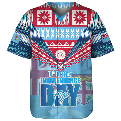Fiji Baseball Shirt Happy Fiji independence Day Ethnic Masi Tribal Design