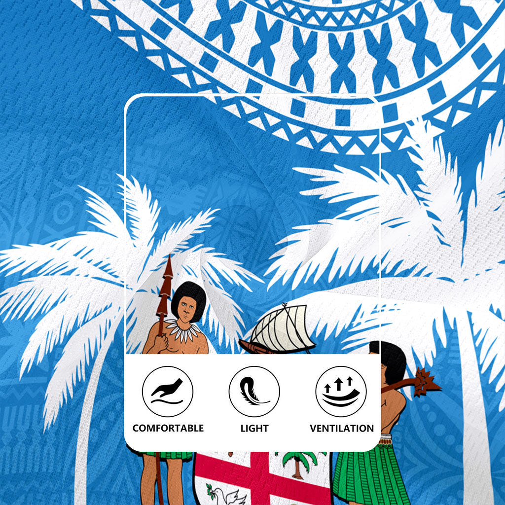 Fiji Rugby Jersey Coconut Tree Flag Coat Of Arms Style