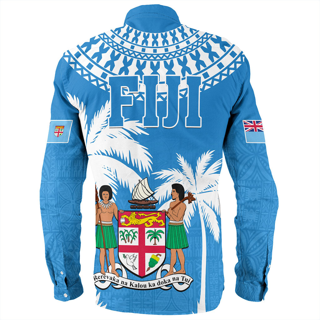Fiji Long Sleeve Shirt Coconut Tree Flag Coat Of Arms Style