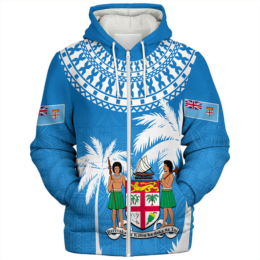 Fiji Sherpa Hoodie Coconut Tree Flag Coat Of Arms Style