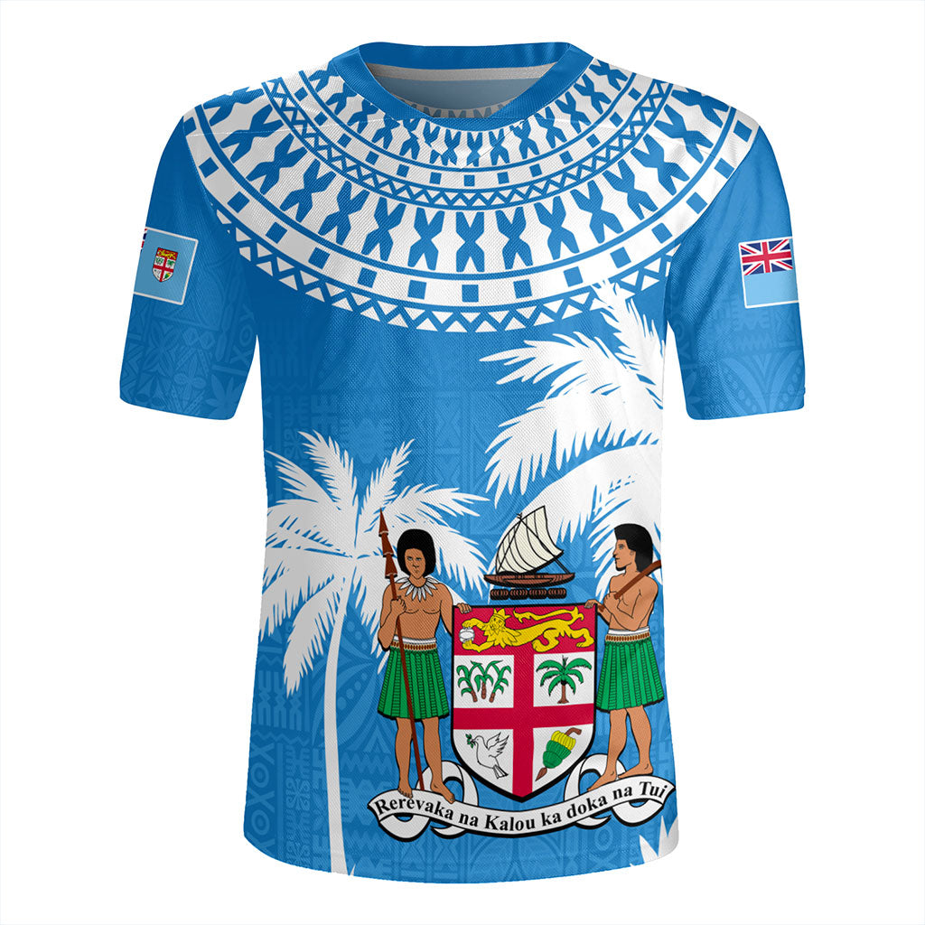 Fiji Rugby Jersey Coconut Tree Flag Coat Of Arms Style