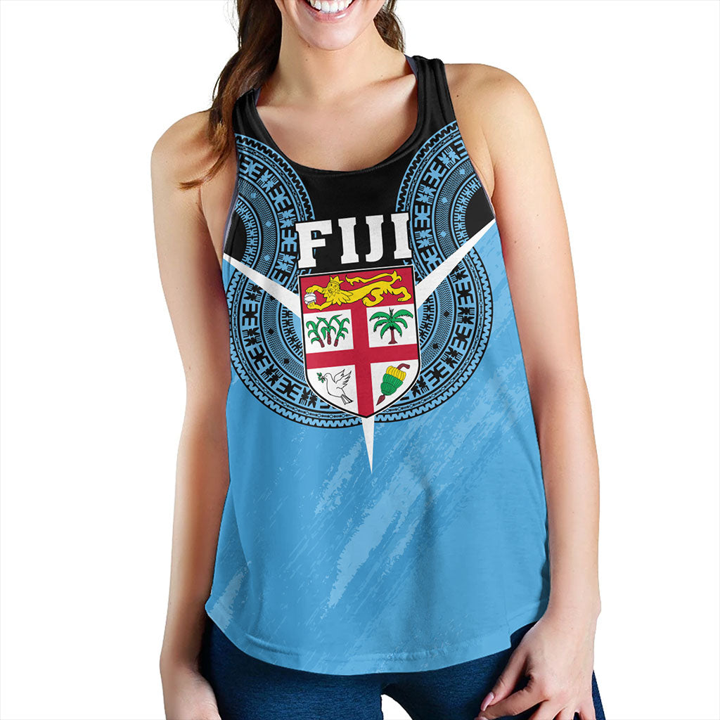 Fiji Women Tank Melanesia Masi Pattern Grunge Style