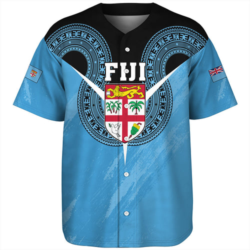 Fiji Baseball Shirt Melanesia Masi Pattern Grunge Style