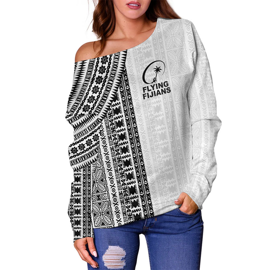 Fiji Off Shoulder Sweatshirt Rugby Tribal Half Style