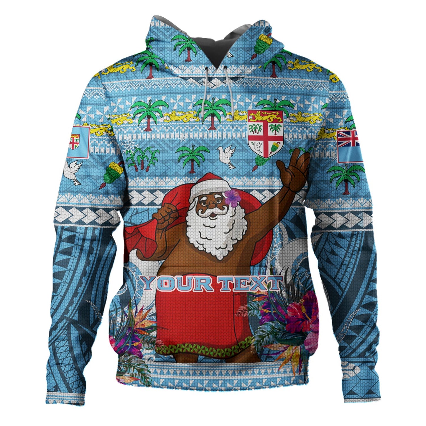 Fiji Hoodie Custom Merry Christmas Bula Santa Marau na Kerisimasi Fiji