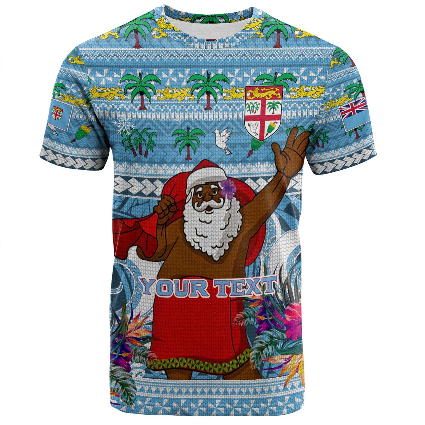 Fiji T-Shirt Custom Merry Christmas Bula Santa Marau na Kerisimasi Fiji