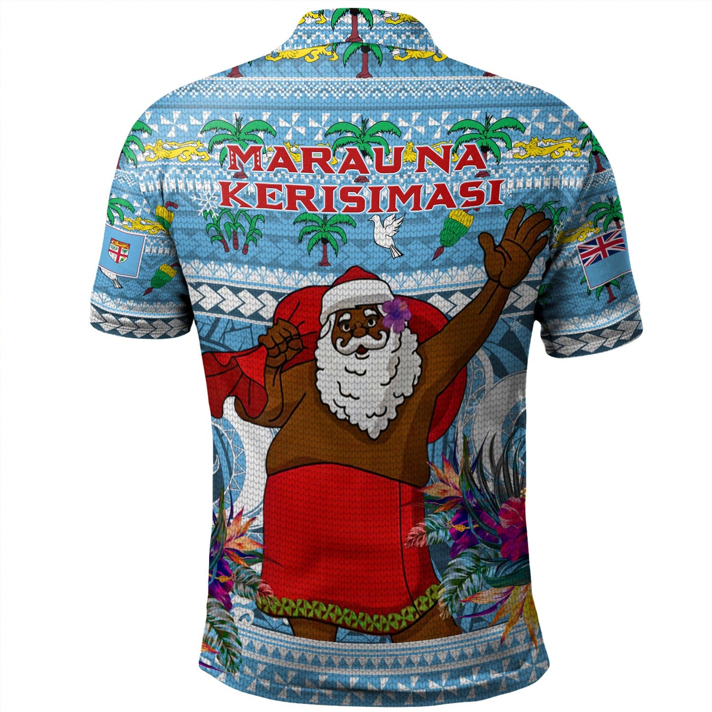 Fiji Polo Shirt Custom Merry Christmas Bula Santa Marau na Kerisimasi Fiji