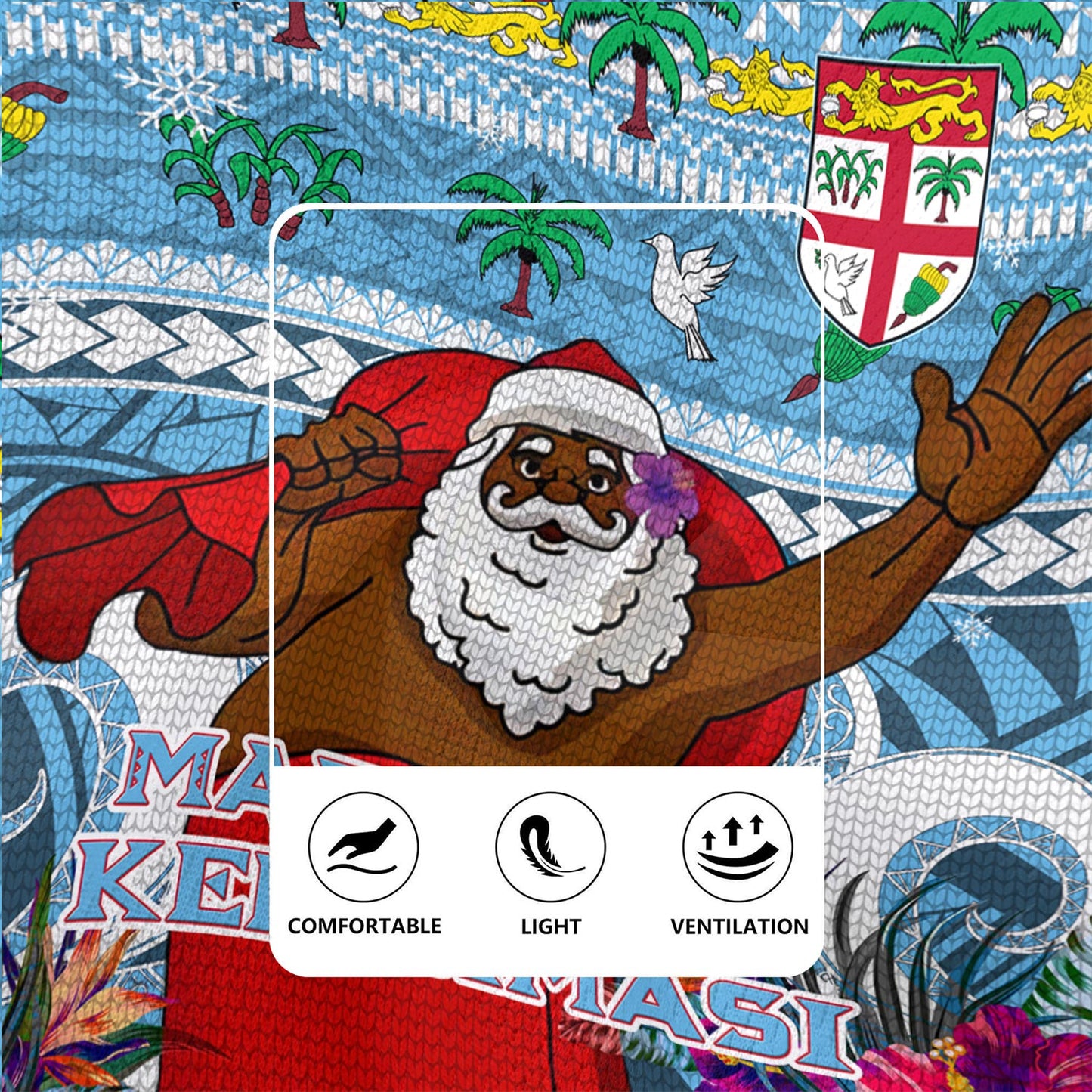 Fiji Rugby Jersey Custom Merry Christmas Bula Santa Marau na Kerisimasi Fiji