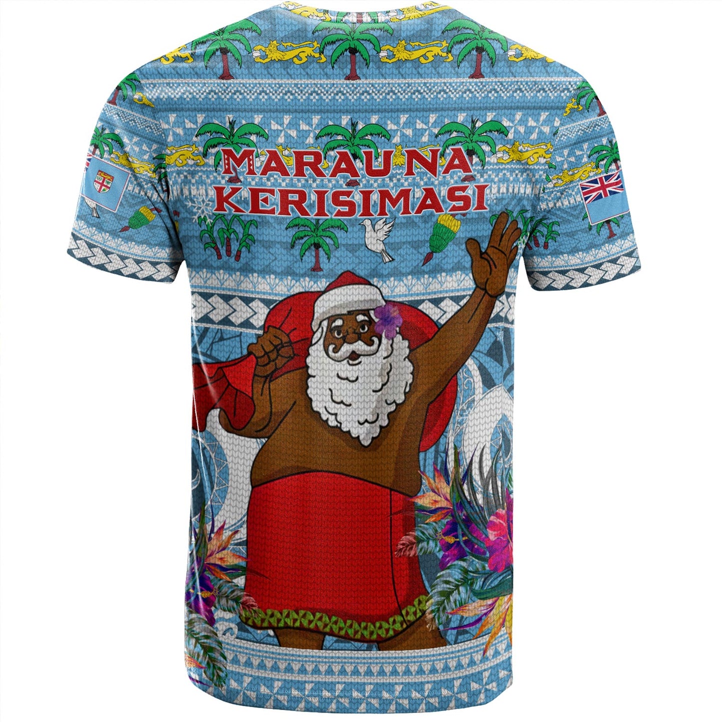 Fiji T-Shirt Custom Merry Christmas Bula Santa Marau na Kerisimasi Fiji