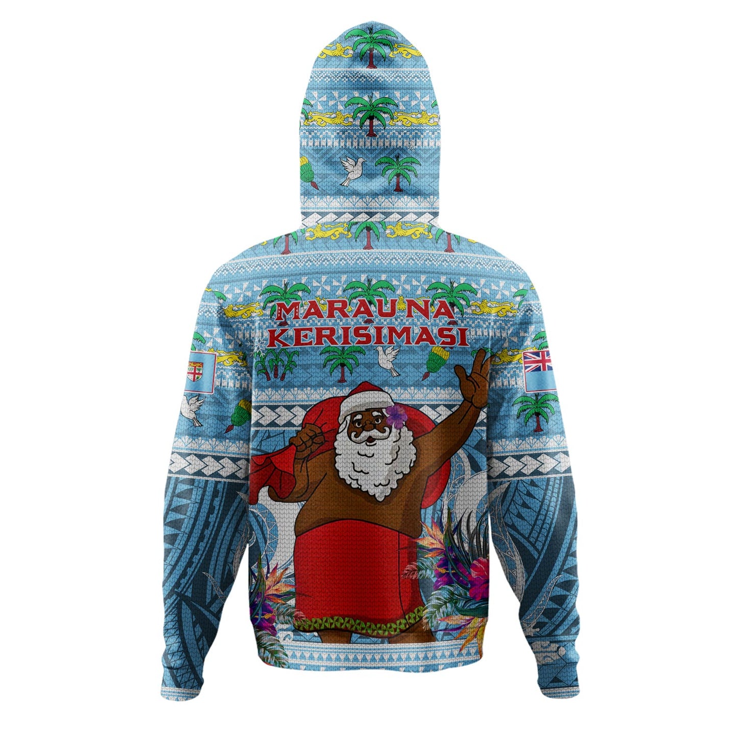 Fiji Hoodie Custom Merry Christmas Bula Santa Marau na Kerisimasi Fiji