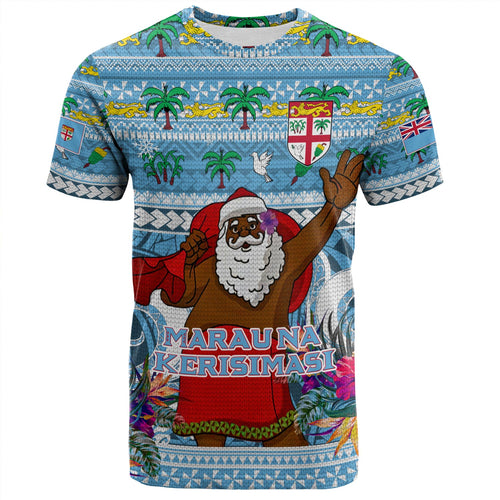 Fiji T-Shirt Custom Merry Christmas Bula Santa Marau na Kerisimasi Fiji
