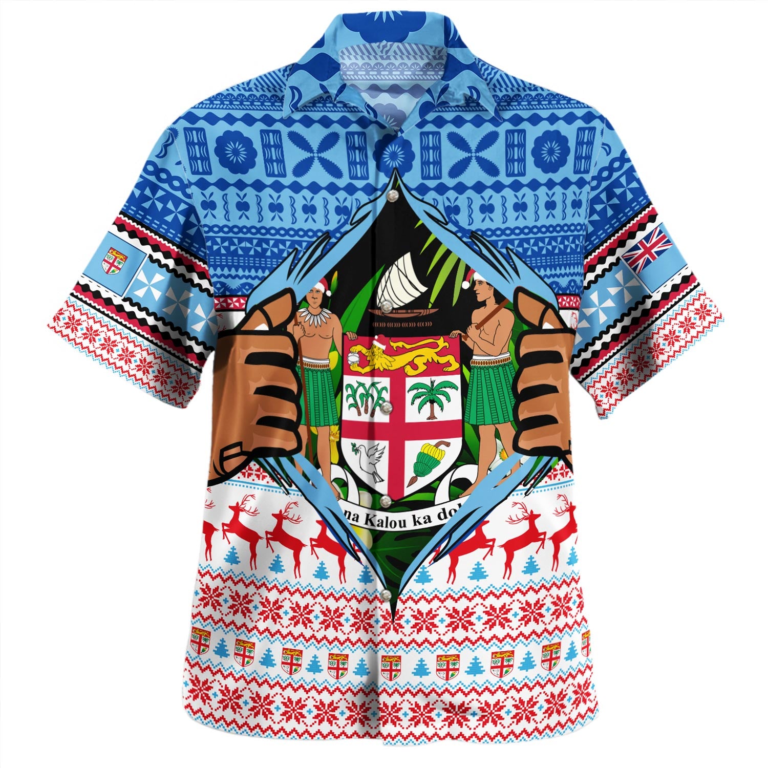 Fiji Hawaiian Shirt Born Fijian Masi Traditional Pattern Pacific Tribal Art