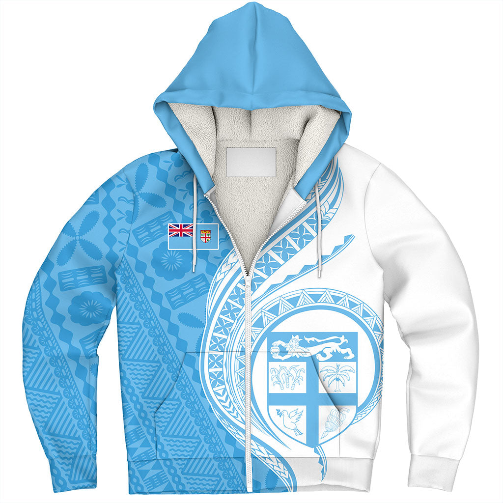 Fiji Sherpa Hoodie Fijian Bula Half Pattern