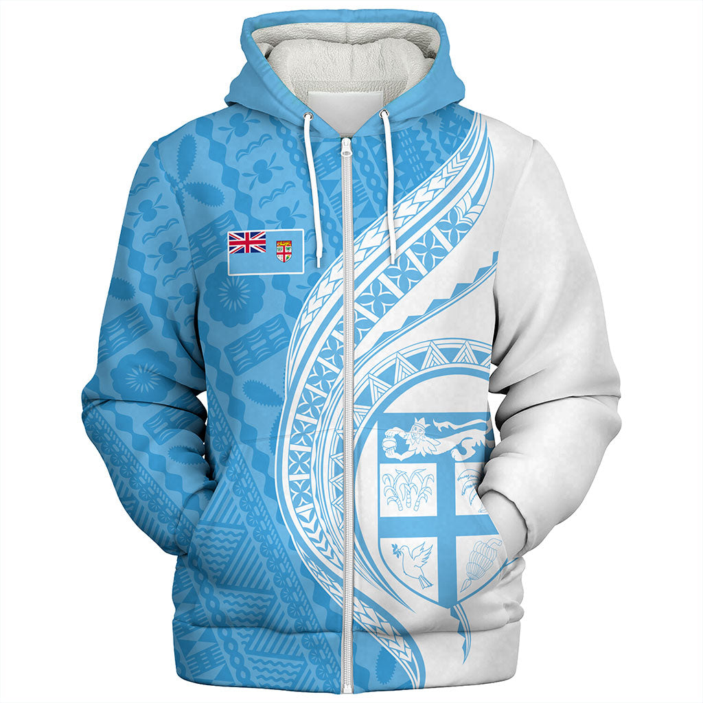 Fiji Sherpa Hoodie Fijian Bula Half Pattern