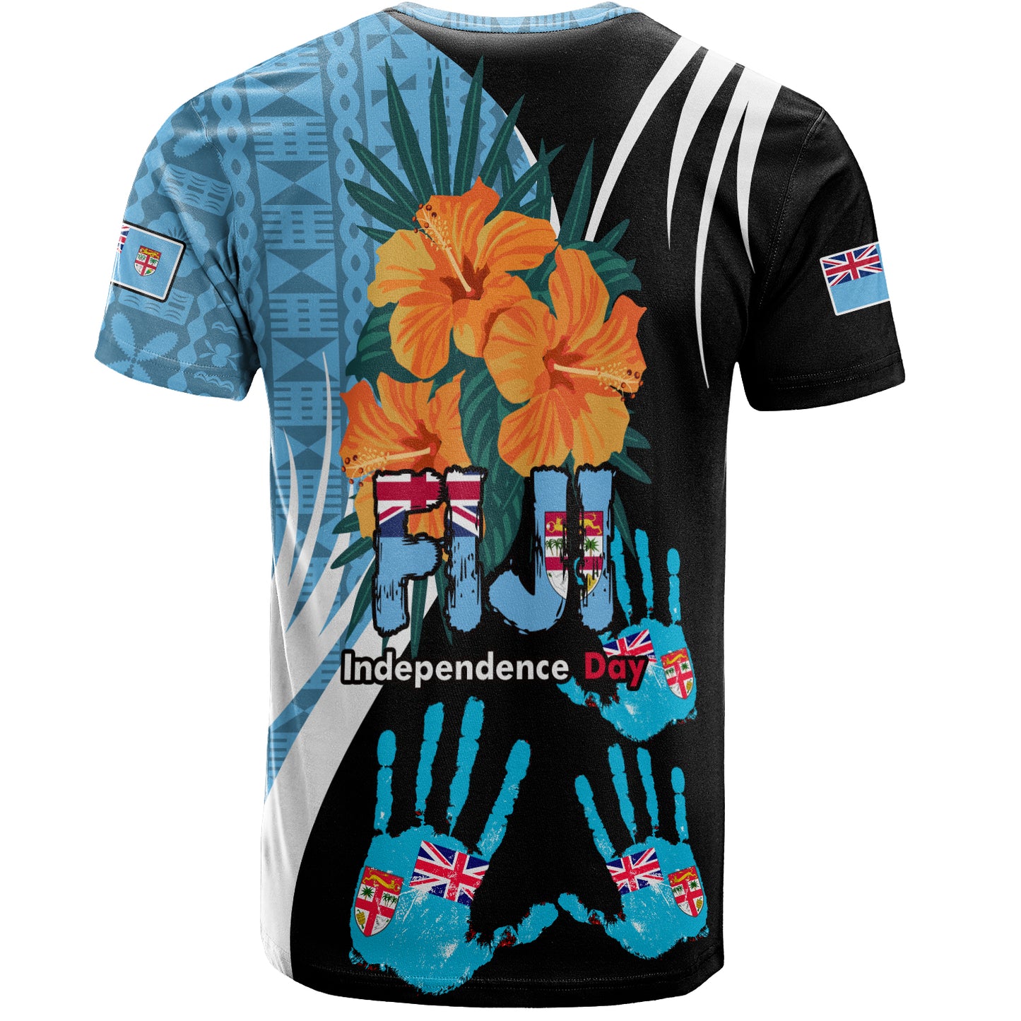 Fiji T-Shirt Fiji Day The Bula Spirit Fijian Hand Print Tapa Pattern Tropical Flowers