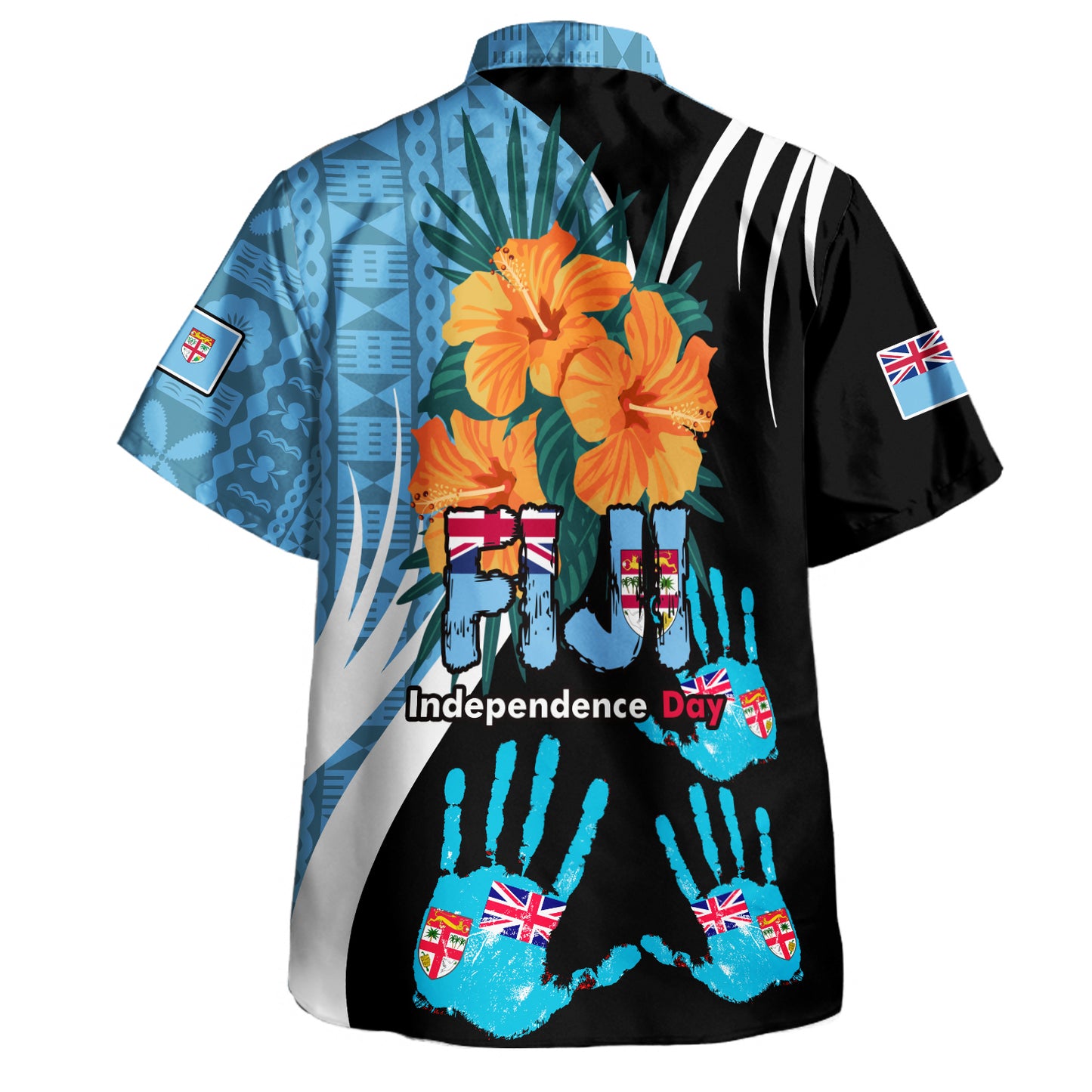 Fiji Hawaiian Shirt Fijian Tribal Masi Design With Tropical Palm Leaves