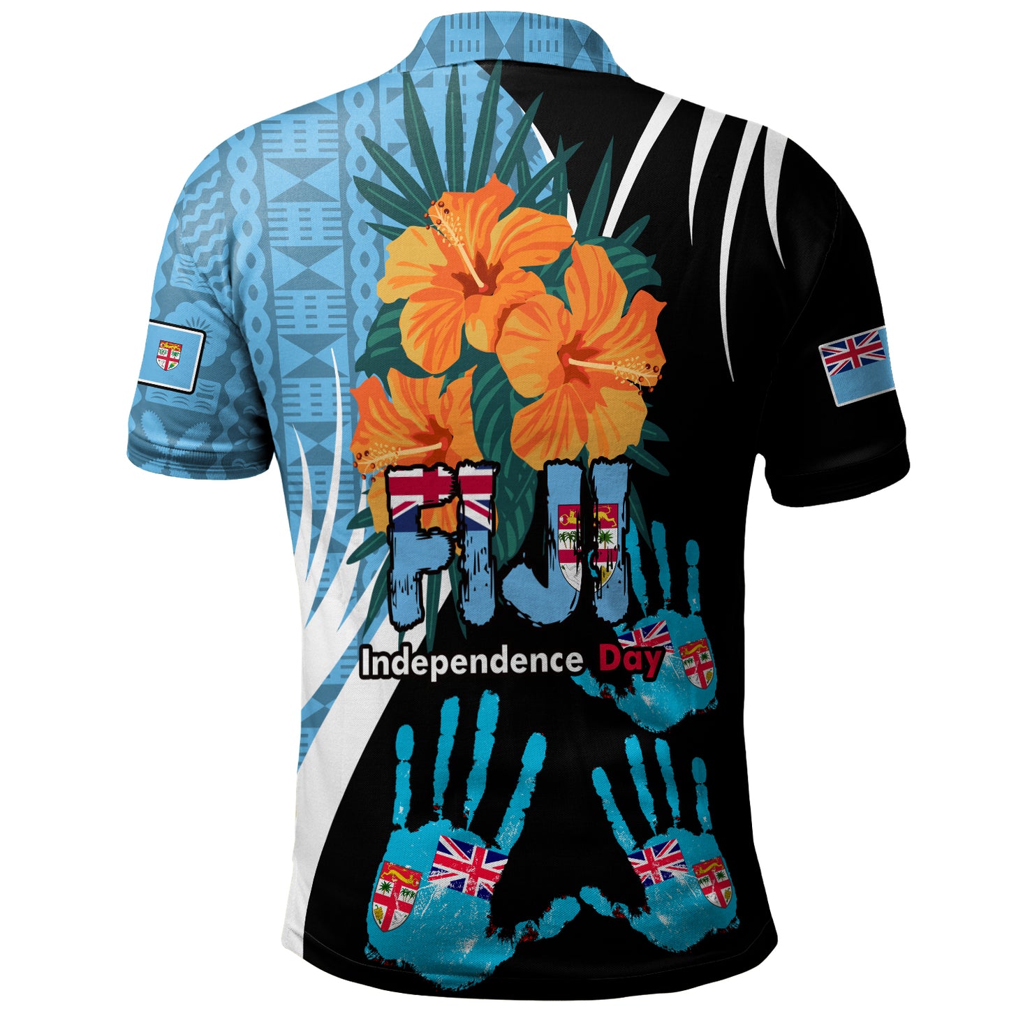 Fiji Polo Shirt Fiji Day The Bula Spirit Fijian Hand Print Tapa Pattern Tropical Flowers