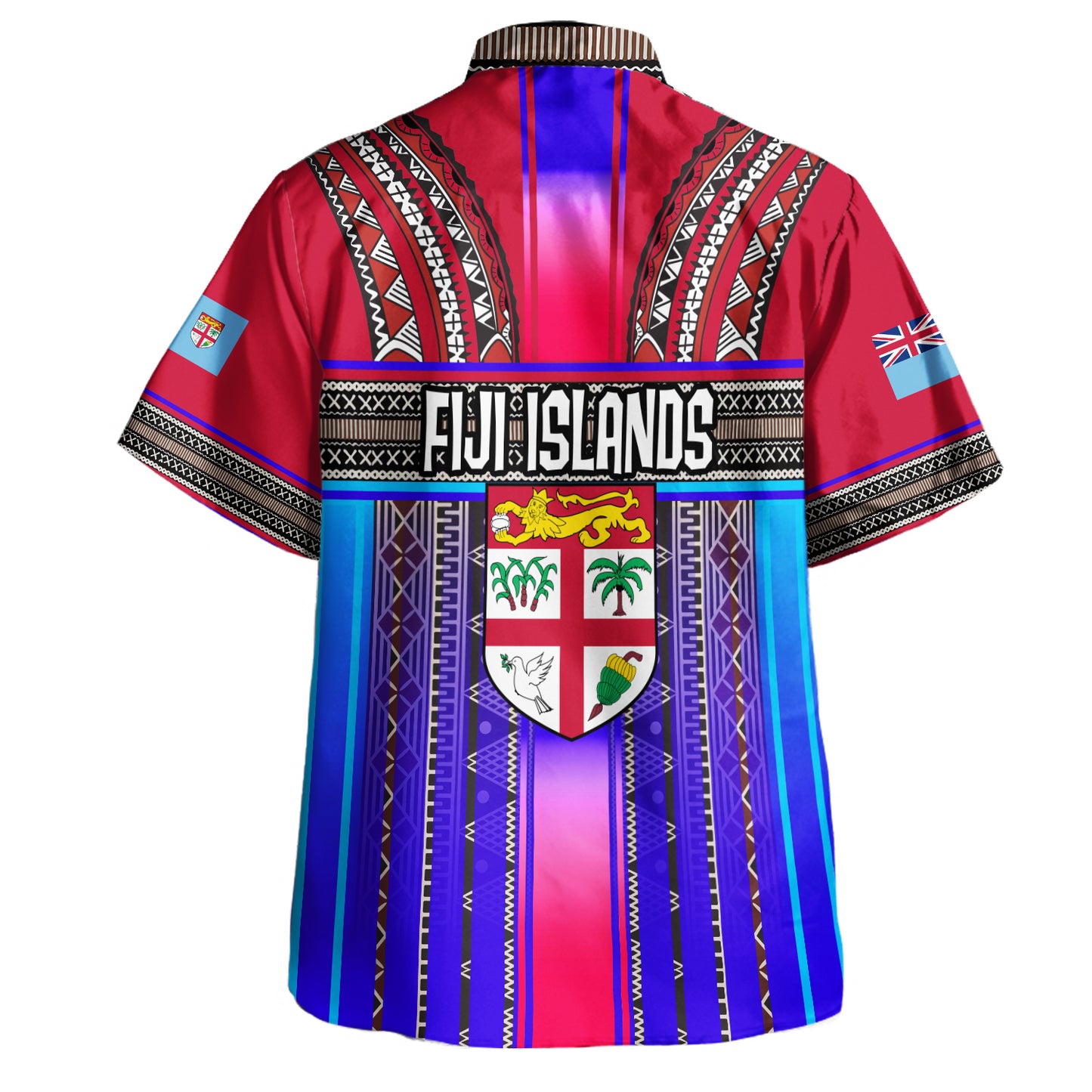 Fiji Hawaiian Shirt Fijian Traditional Masi Patterns Red