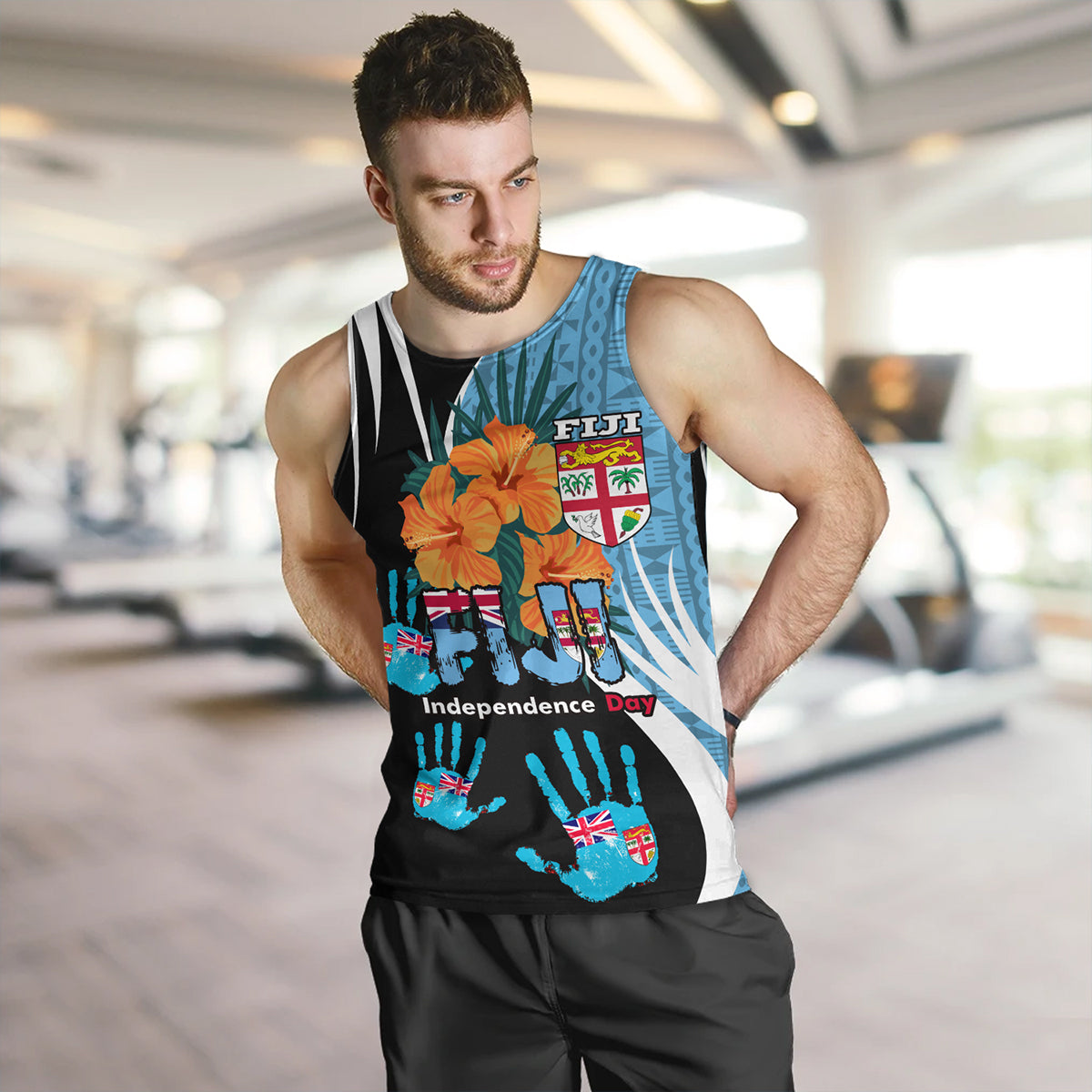 Fiji Tank Top Fiji Day The Bula Spirit Fijian Hand Print Tapa Pattern Tropical Flowers