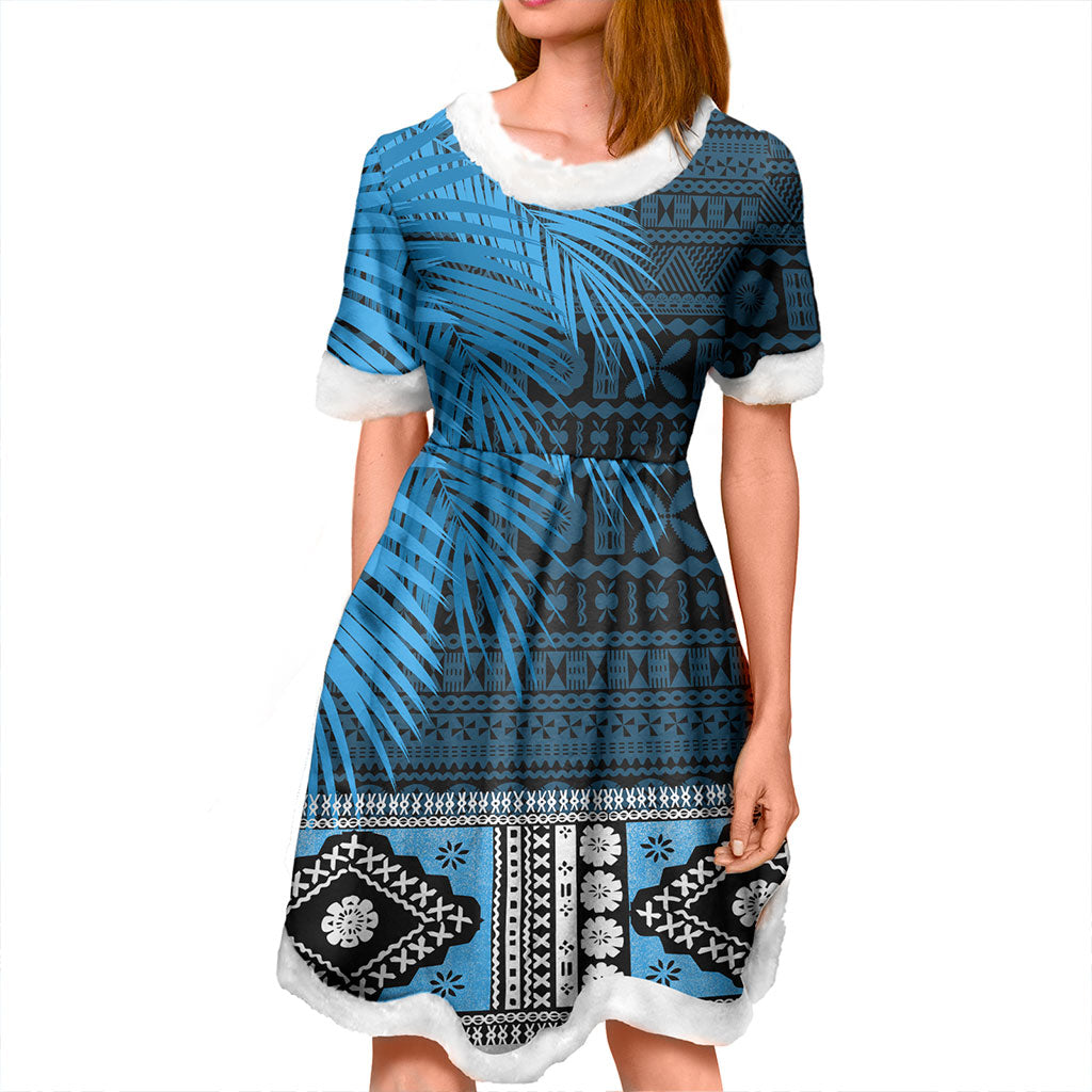 Fiji Women and Kid Christmas Dress Bula Special Fabric Leaves