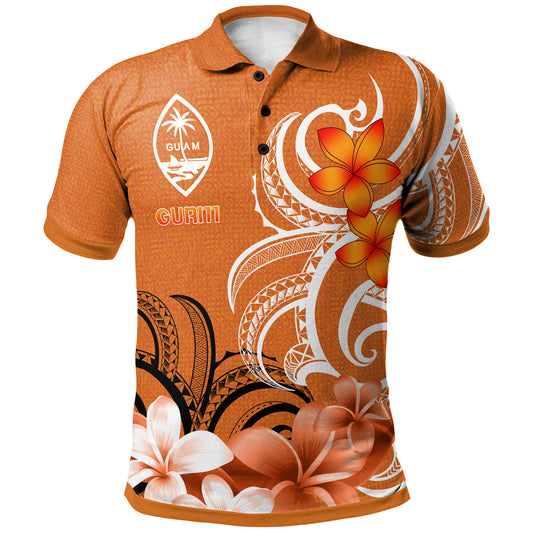 Guam Custom Personalised Polo Shirt - Floral Spirit Orange