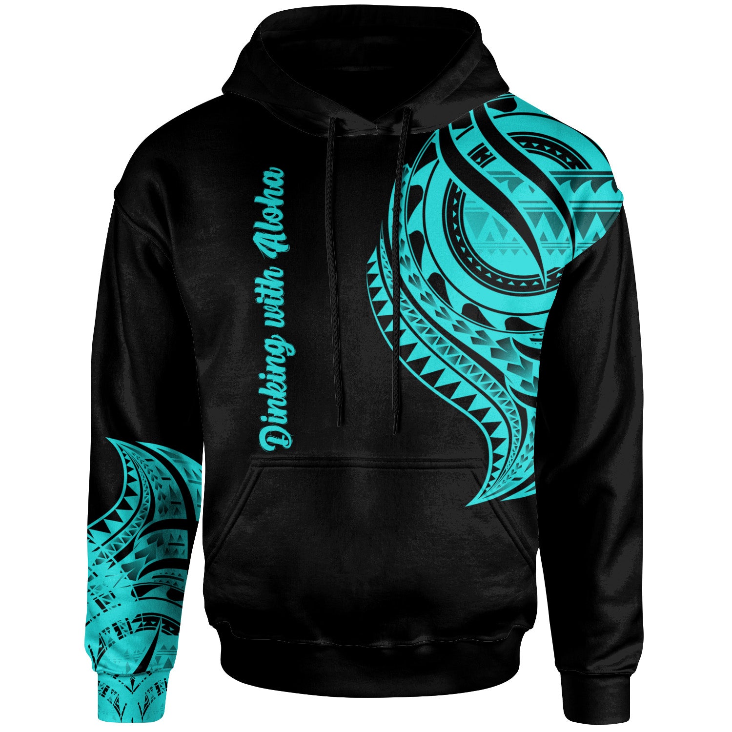 (Dinking with Aloha) Hawaii Custom Hoodie - Hawaii Tatau Turquoise Patterns