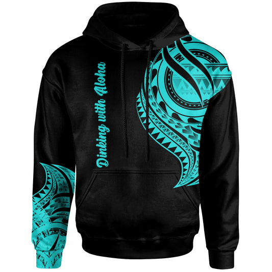 (Dinking with Aloha) Hawaii Custom Hoodie - Hawaii Tatau Turquoise Patterns