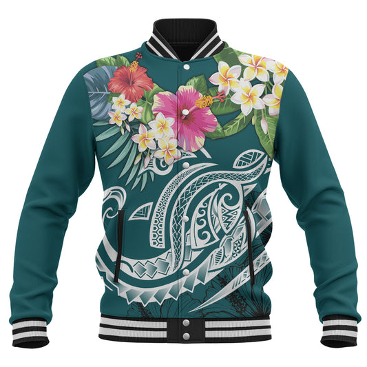 Polynesian Baseball Jacket Summer Plumeria