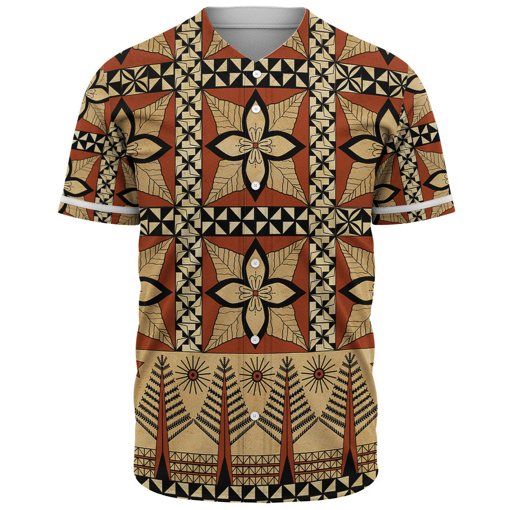 Tonga Baseball Shirt Tapa Motif