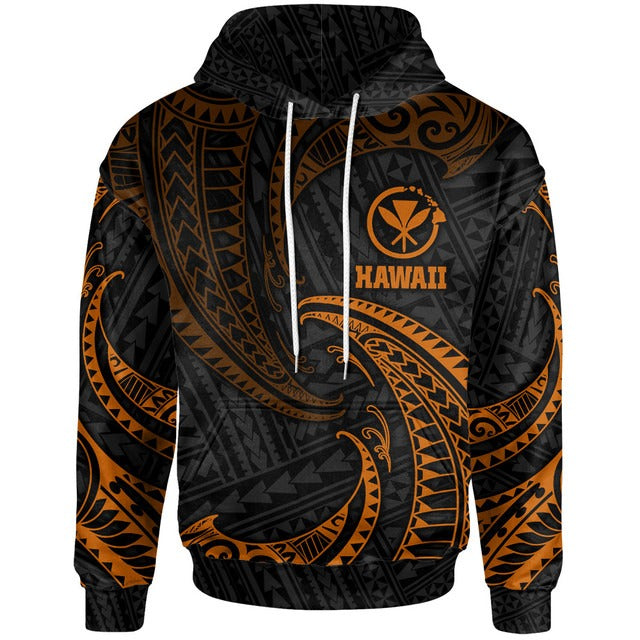 Hawaii Polynesian Hoodie - Gold Tribal Wave