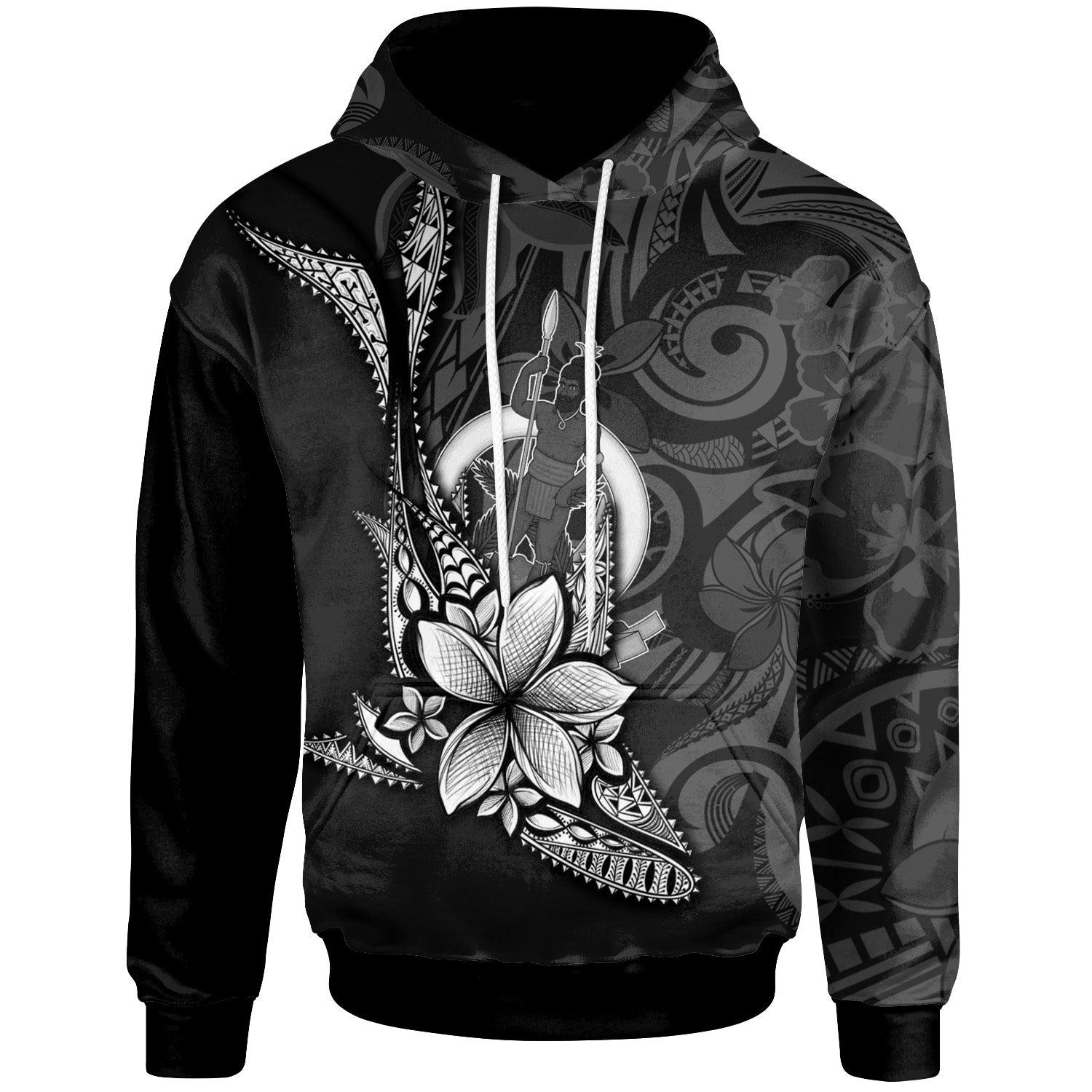 Vanuatu Hoodie - Fish With Plumeria Flowers Style