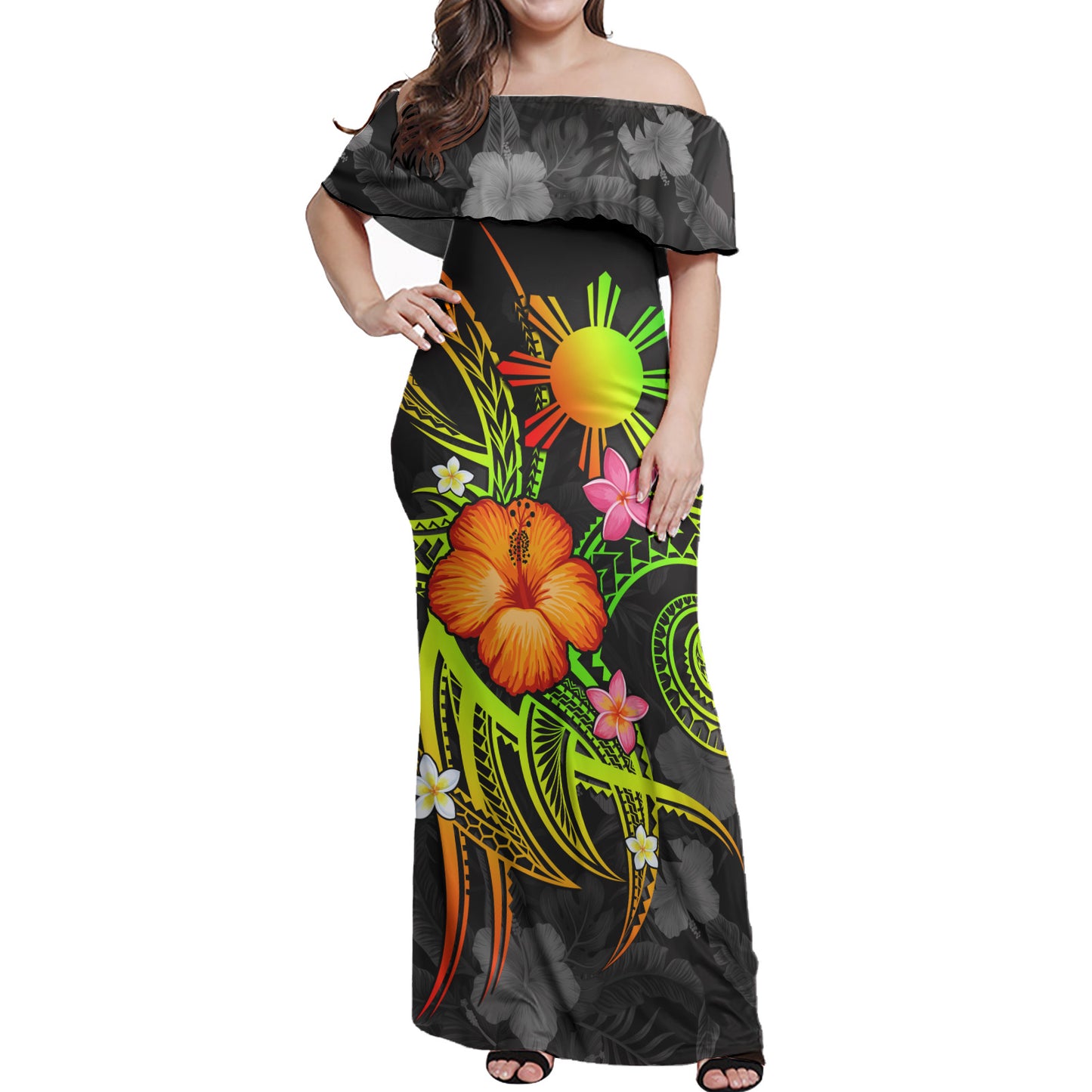 Philippines Filipinos Custom Personalised Woman Off Shoulder Long Dress Legend of Philippines