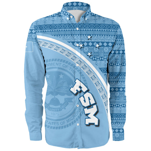 Federated States Of Micronesia Custom Personalised Long Sleeve Shirt Micronesia Tribal Patterns Curve Style