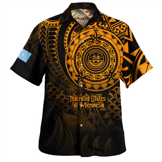 Chuuk State Hawaiian Shirt Pearl Of The Pacific Gold Polynesian Tattau