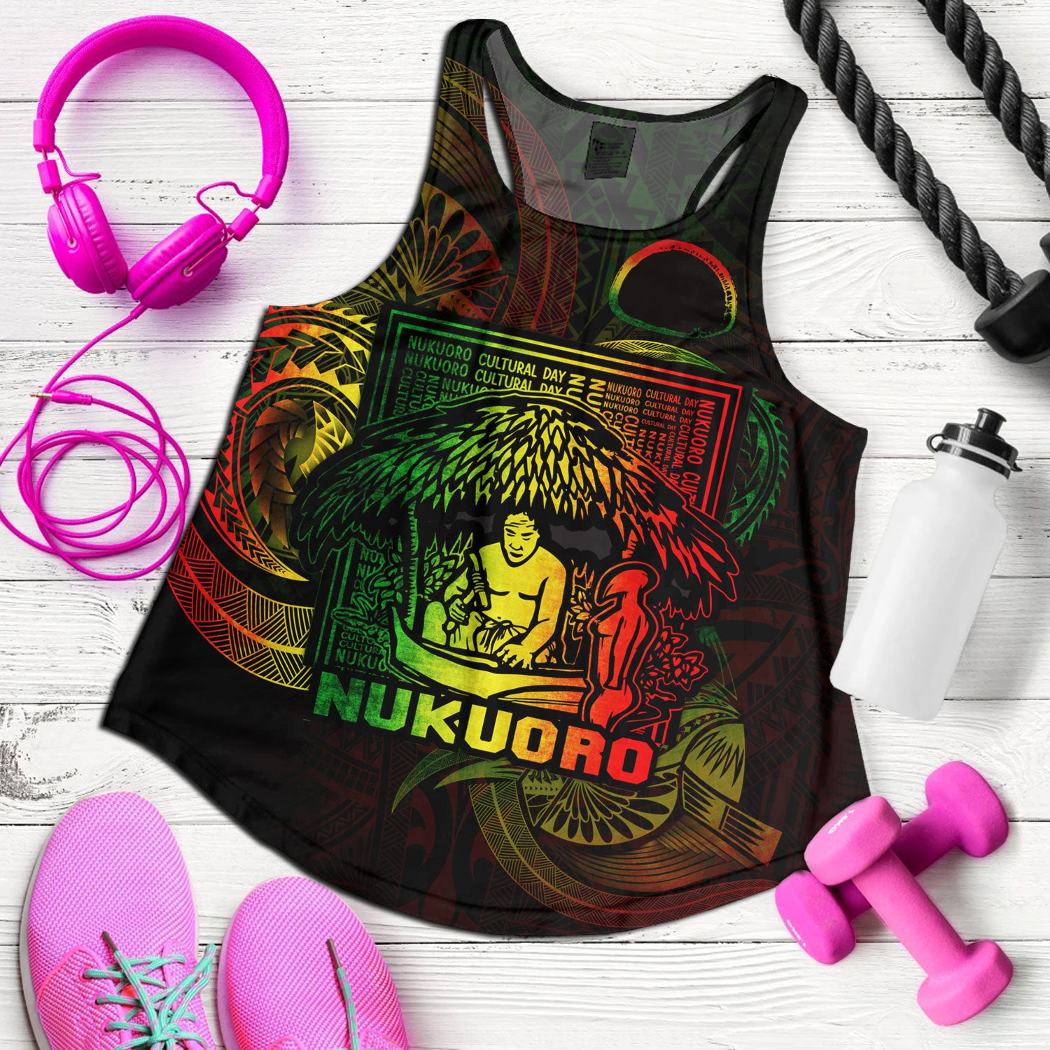 Federated States Of Micronesia Women Tank Custom Nukuoro Atoll Cultural Tribal Pattern
